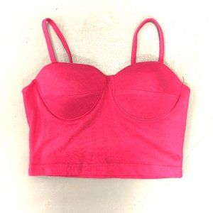 Vintage Hot Pink Stretch Bustier Crop Top S/M